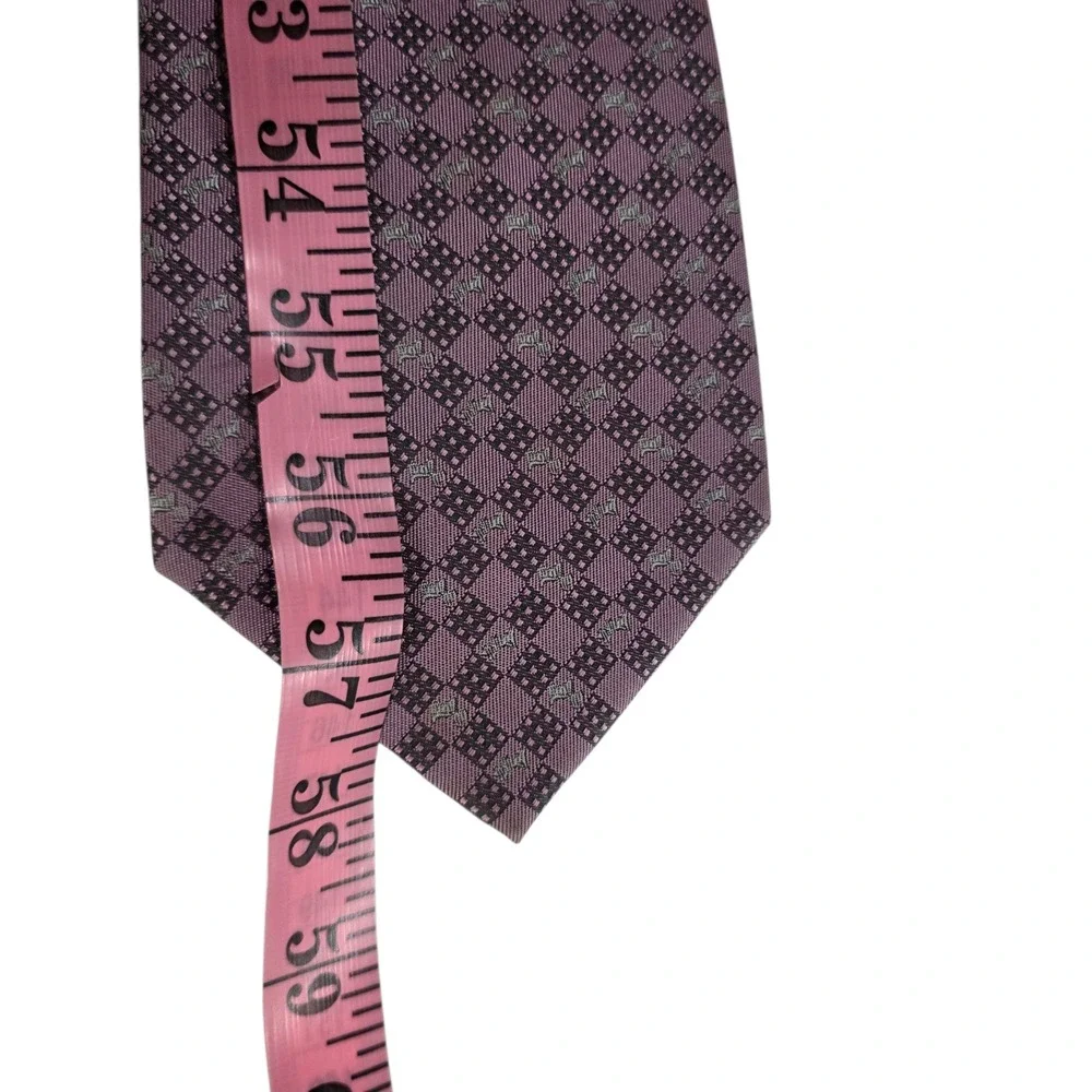 Raja Of London Mens Necktie Purple Silver Silk Woven Diamond‎ Pattern Classic
